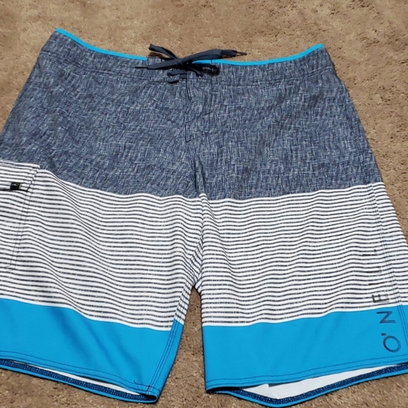 O'neil board shorts blue and grey striped light - Picture 1 of 6